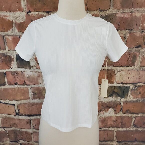 𝅺capulet NEW Jasmine Ribbed Shiny Tee White XS - Picture 2 of 7